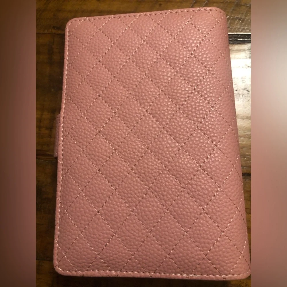 Quilted luxury a6 neutral pink planner binder agenda journal organizer memo book